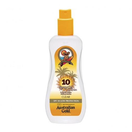 Australian Gold SPF10 spray gel sunscreen clear 237 ml*