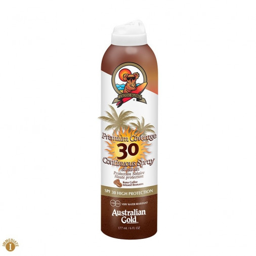 Australian Gold SPF30 Premium Coverage Continuos Spray Sunscreen bronzer 177 ml*